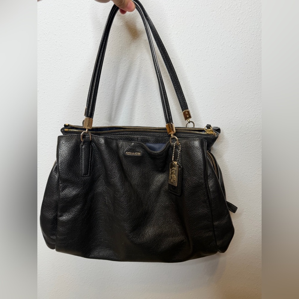 Coach leather shoulder bag black women’s leather bag with dust bag - Picture 2 of 8